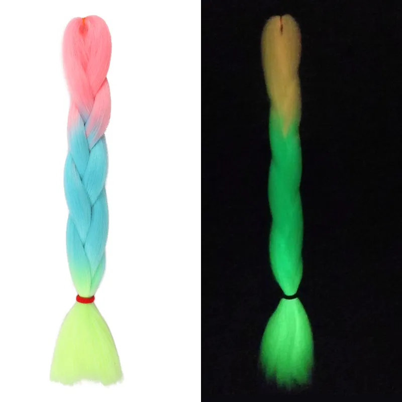 24" Pink Blue Lime Braiding Hair Extensions