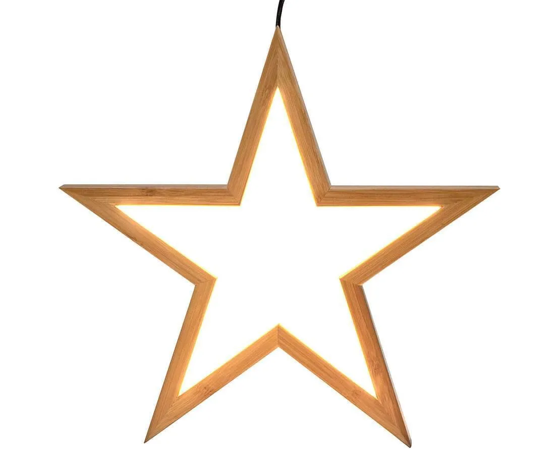 2x Large Bamboo Star Ceiling Light - LED Hanging Lamp - Natural Decor