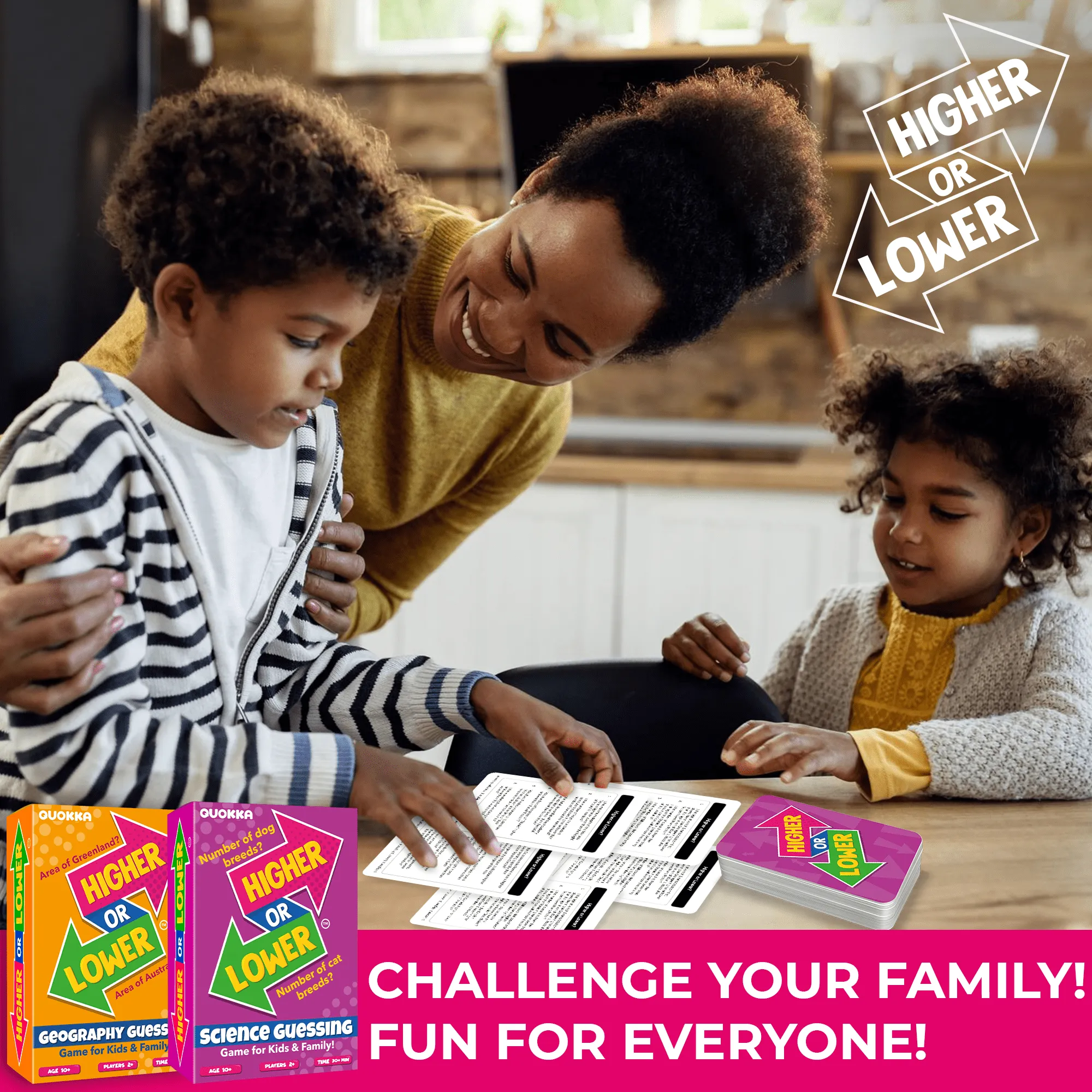 4 Set Board Game Higher or Lower for Family