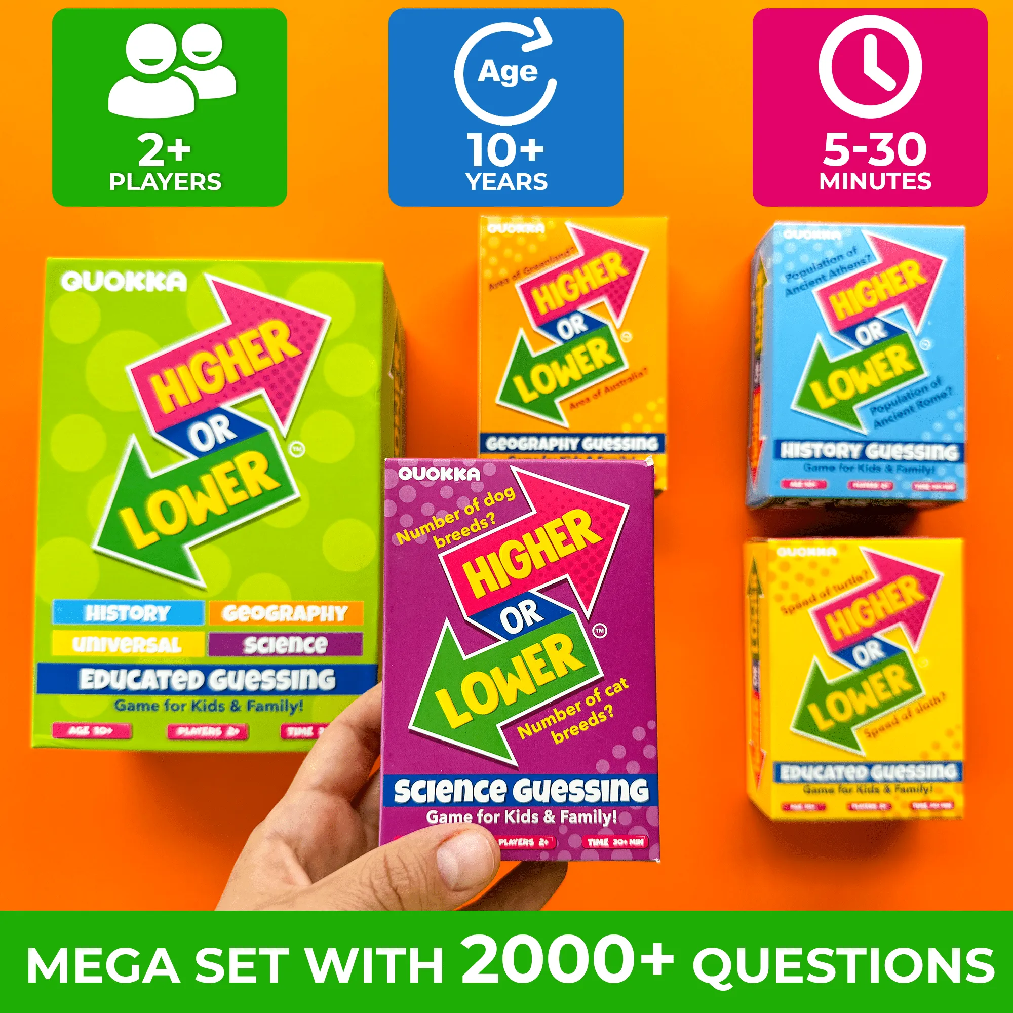 4 Set Board Game Higher or Lower for Family
