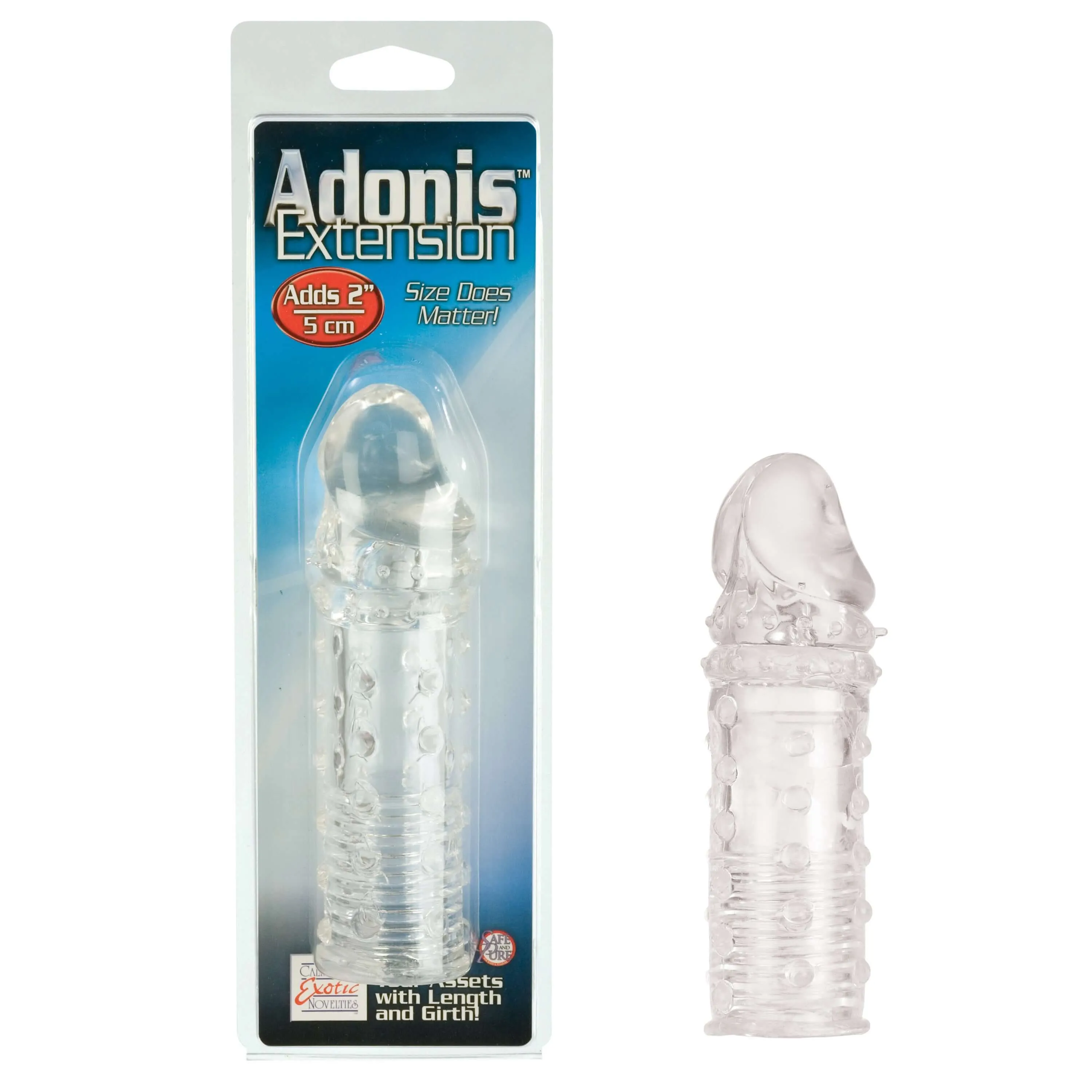 Adonis Extension Clear - 2 Inch Penis Length Enhancement, Soft Ribbed Extension