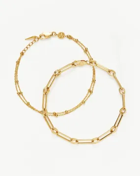 Aegis Double Chain Bracelet Set | 18ct Gold Vermeil