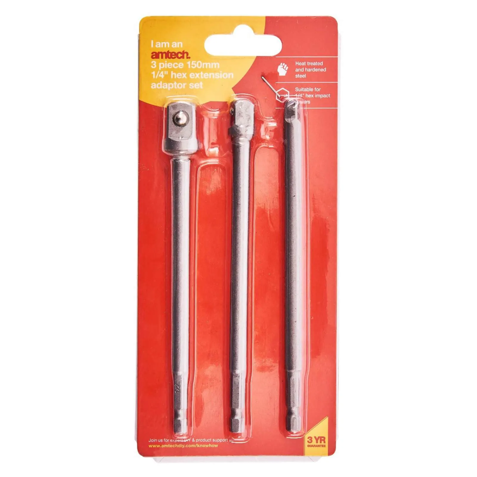Amtech 3 Piece 1/4" Hex Extension Adaptor Set