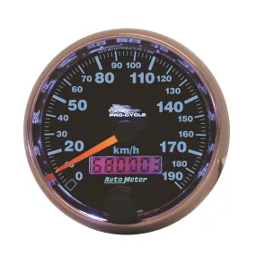 AutoMeter 19340-M GAUGE; SPEEDO; 2 5/8in.; 190 KM/H; ELEC; BLACK; PRO-CYCLE