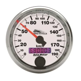 AutoMeter 19341-M GAUGE; SPEEDO; 2 5/8in.; 190 KM/H; ELEC; WHITE; PRO-CYCLE