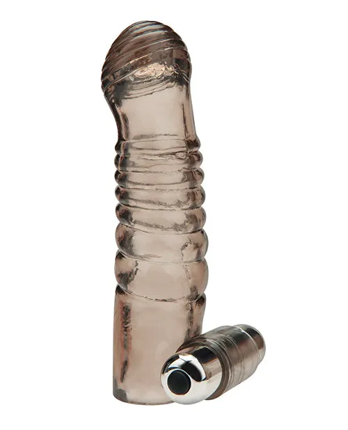 Blue Line C & B 5.25" Vibrating Penis Sleeve Extension - Smoke