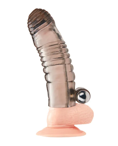 Blue Line C & B 5.25" Vibrating Penis Sleeve Extension - Smoke