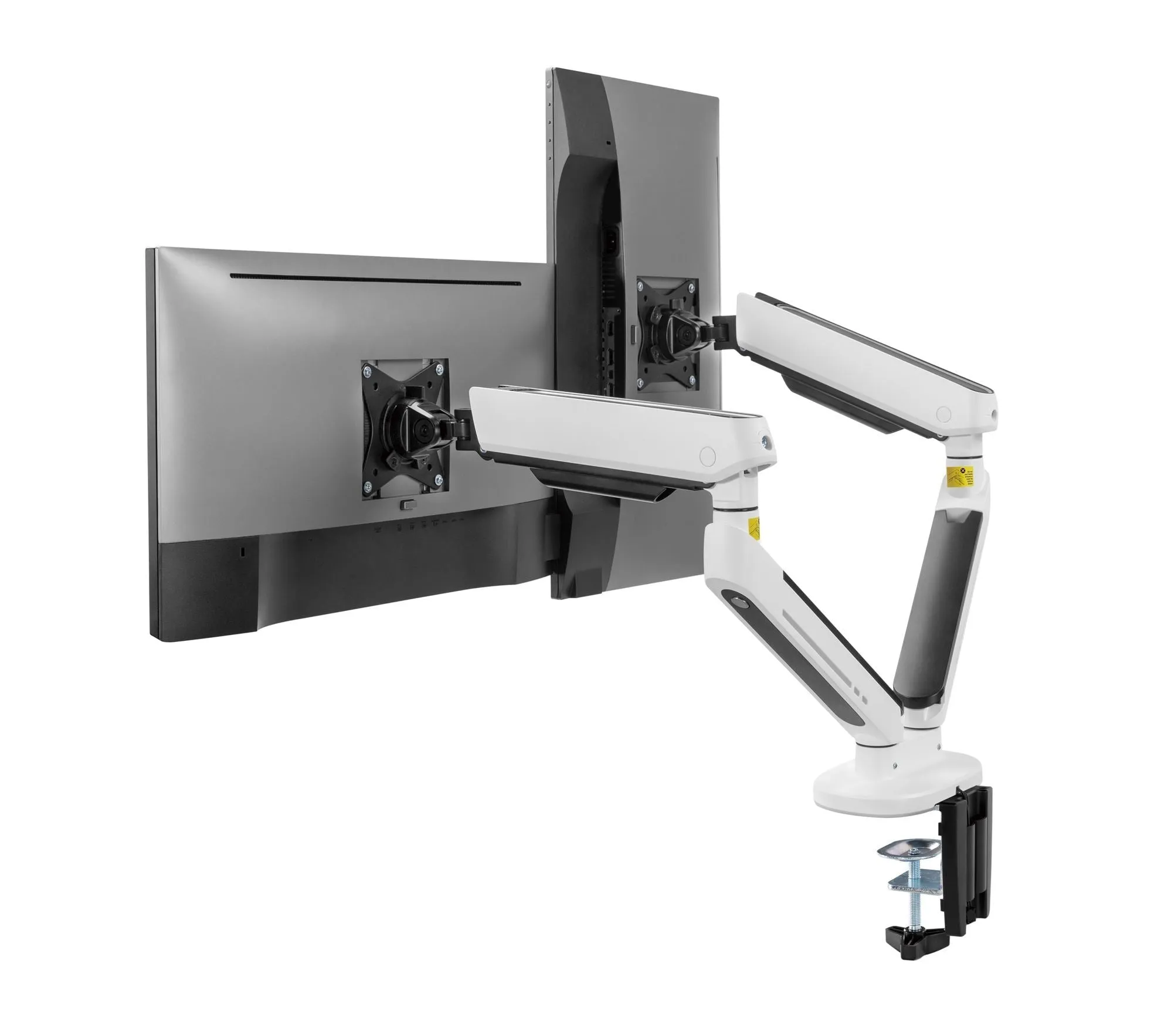 Brateck 17"-32" Premium Gaming Dual Monitor Arms with RGB Lighting, Gas-Spring Desk Mount Monitor Arm, White