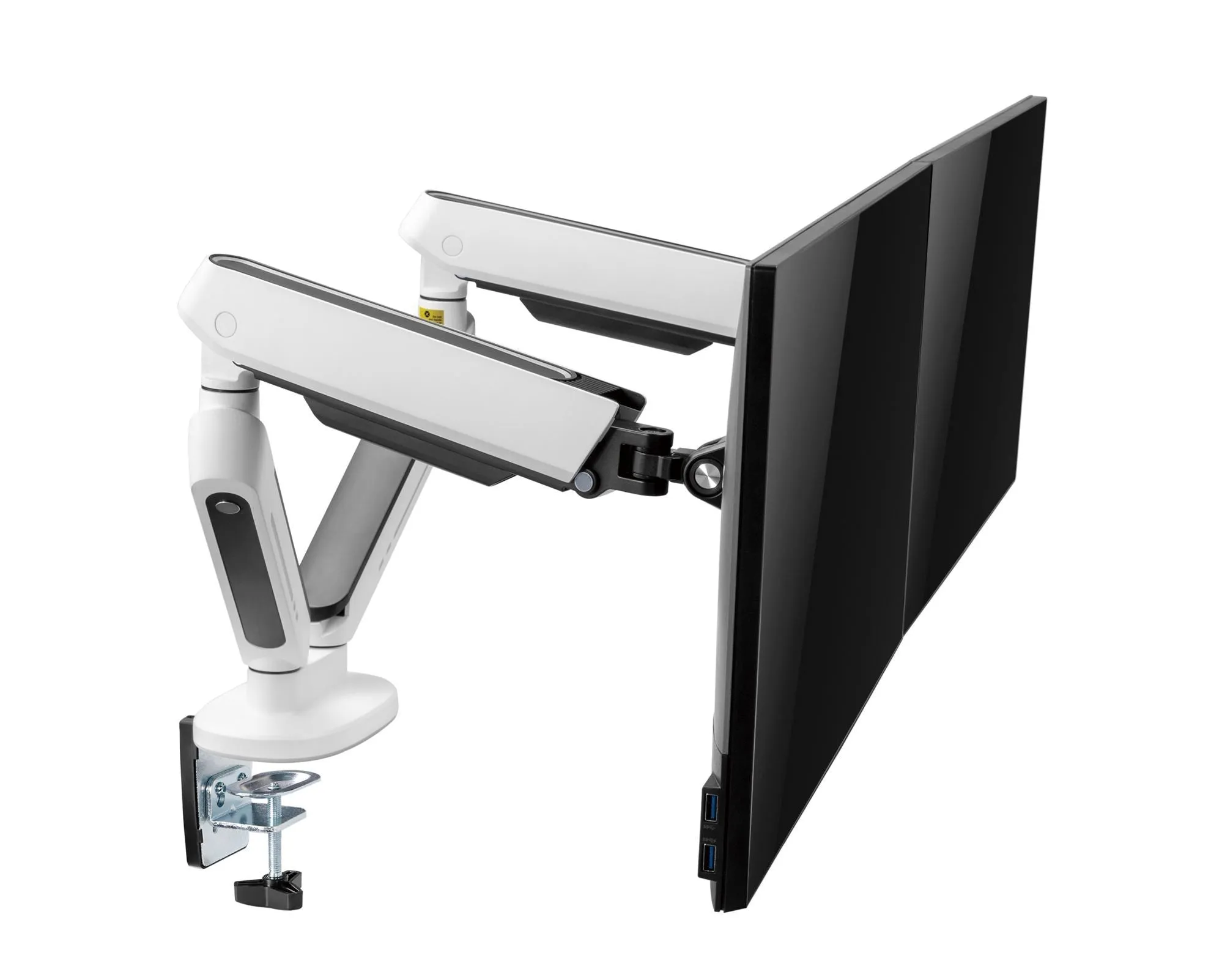 Brateck 17"-32" Premium Gaming Dual Monitor Arms with RGB Lighting, Gas-Spring Desk Mount Monitor Arm, White