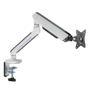 Brateck 17"-32" Premium Gaming Monitor Arm with RGB Lighting, Gas-Spring Desk Mount Monitor Arm, White