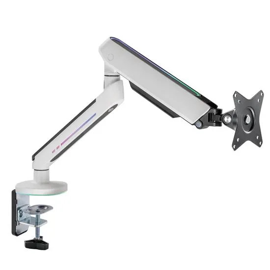 Brateck 17"-32" Premium Gaming Monitor Arm with RGB Lighting, Gas-Spring Desk Mount Monitor Arm, White