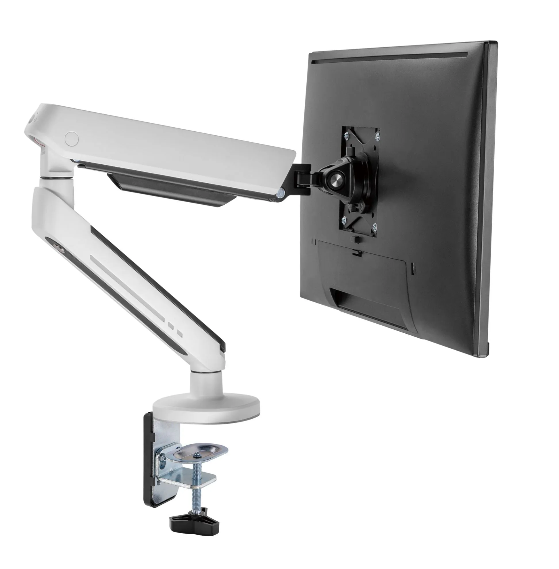Brateck 17"-32" Premium Gaming Monitor Arm with RGB Lighting, Gas-Spring Desk Mount Monitor Arm, White