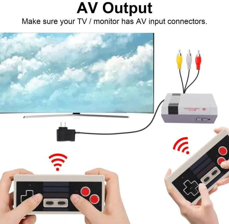 Classic Wireless Retro Video Game Console, AV Output Built-in with 620 Mini Retro Game Console Dual Players Mode for Dual Players Kids, Adult, Children Gift, Valentine/Birthday Gift