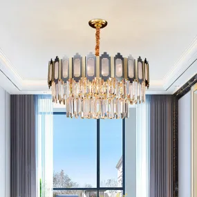 Contemporary Crystal Chandelier with 10 Clear Prisms