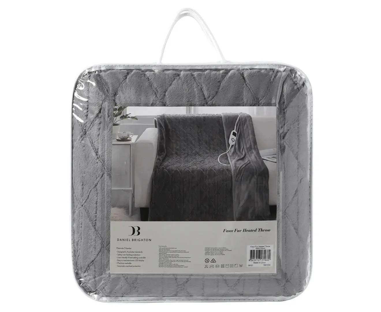 Daniel Brighton Electric Blanket (Faux Fur Throw) 160x120cm - Grey