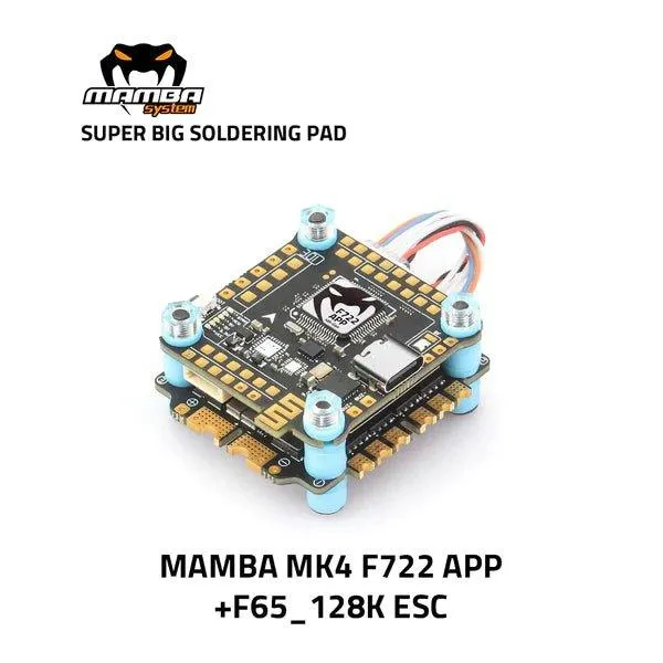 Diatone MAMBA MK4 F722 APP   F65A 3-6S 128kHz BLHeli_32 Flight Controller Stack - 30x30mm