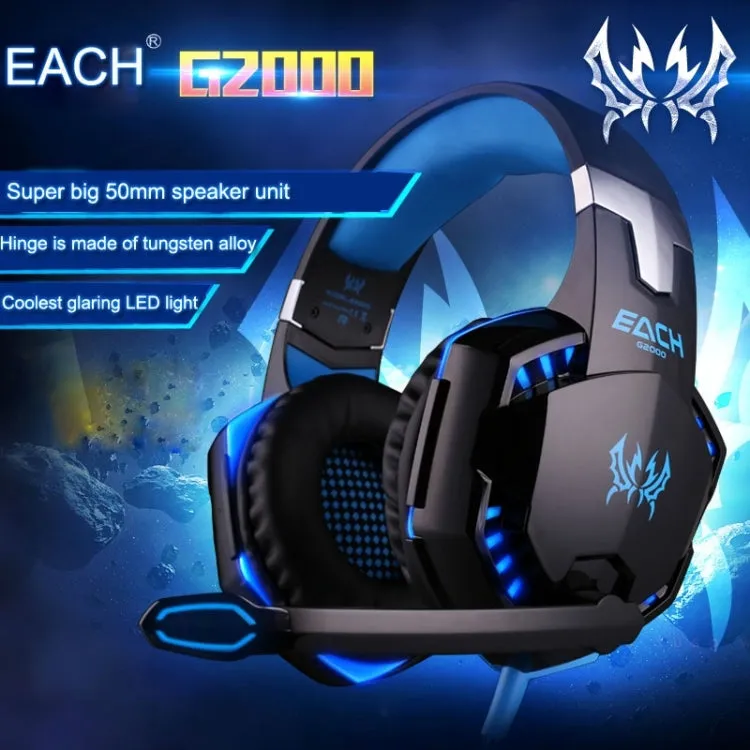 EACH G2000 Gaming Headset with LED Lighting and Microphone - 2.2m Wired Connection