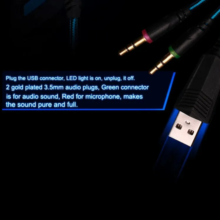 EACH G2000 Gaming Headset with LED Lighting and Microphone - 2.2m Wired Connection