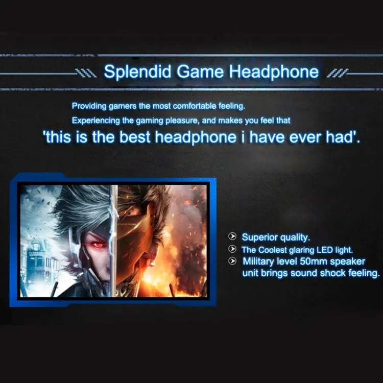 EACH G2000 Gaming Headset with LED Lighting and Microphone - 2.2m Wired Connection