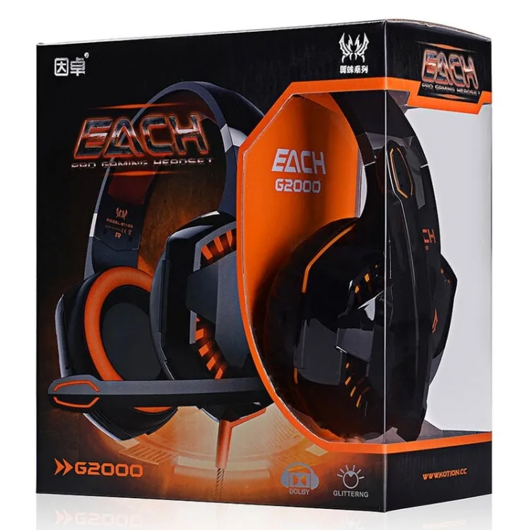 EACH G2000 Gaming Headset with LED Lighting and Microphone - 2.2m Wired Connection