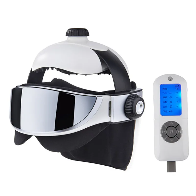 Electric Head Massage Helmet Head and Eye Massager with Air Pressure, Vibration, Hot Compress, Music Multi-function for Relieve Brain and Eye Fatigue,Pains
