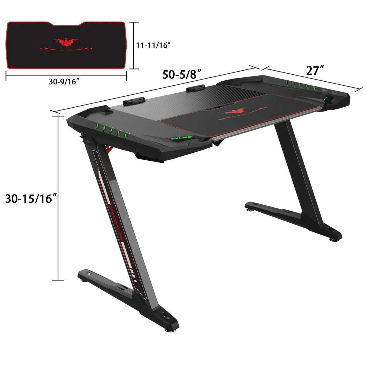 Eureka Ergonomic Z2 PC Gaming Desk with RGB Lights