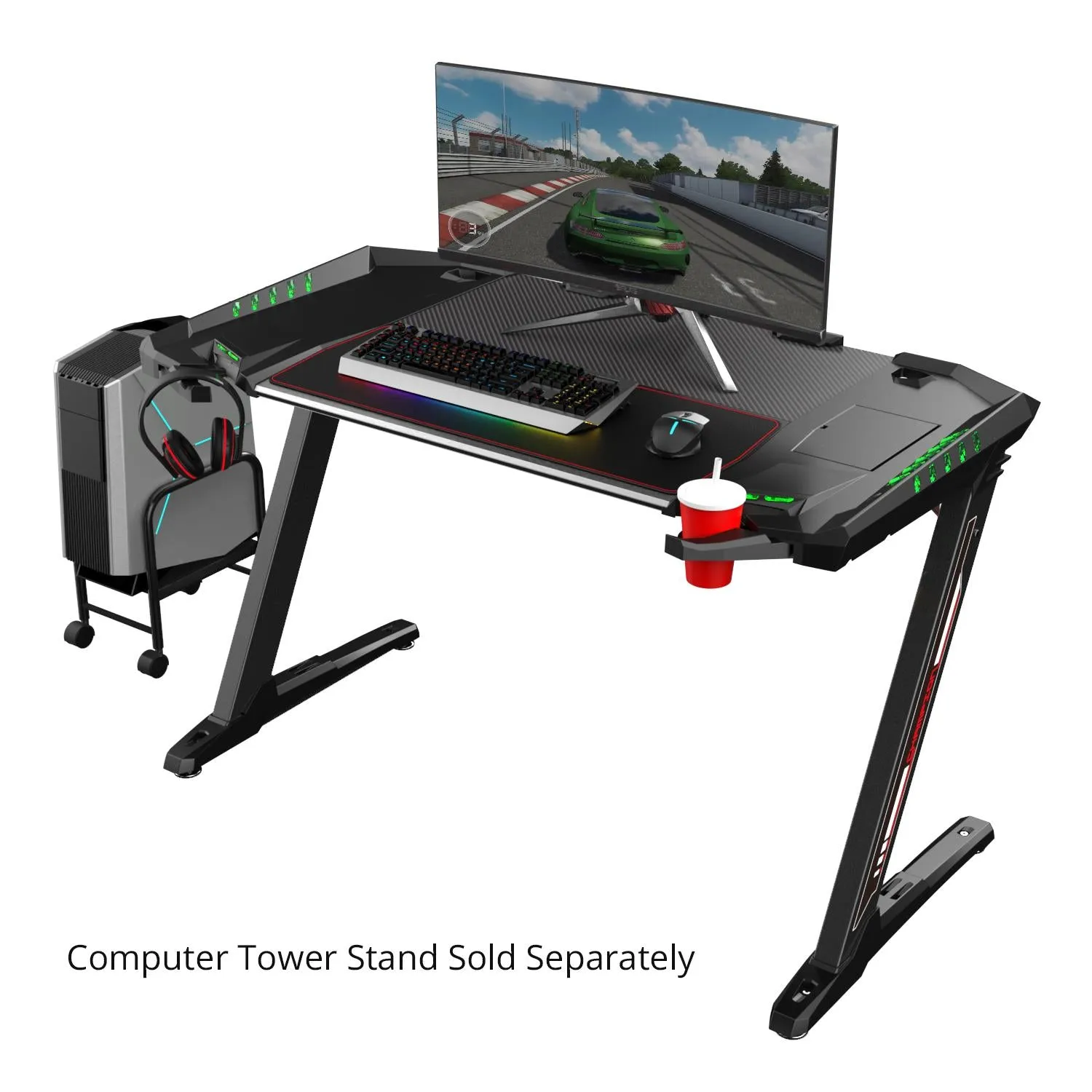 Eureka Ergonomic Z2 PC Gaming Desk with RGB Lights