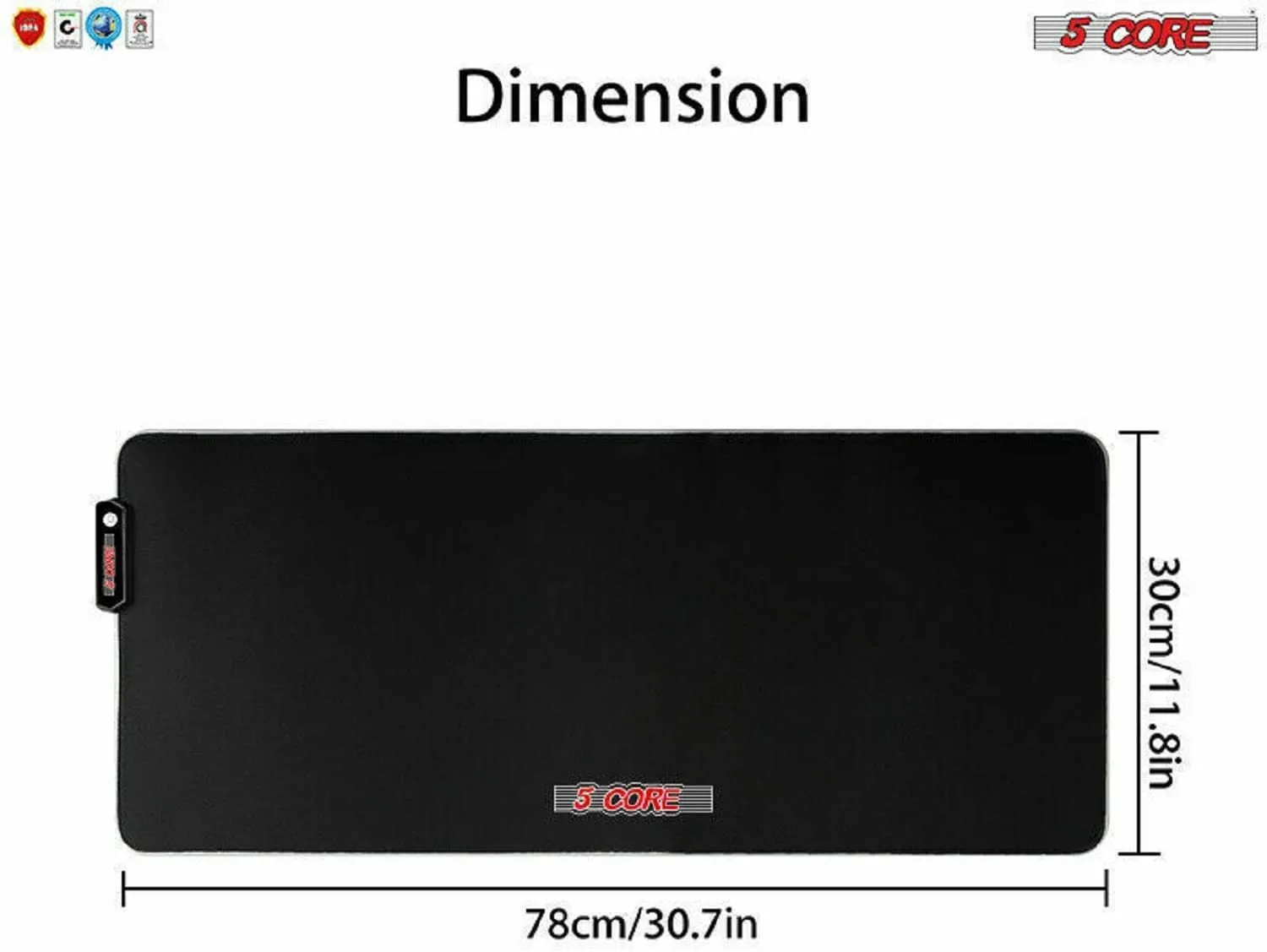 Extra Large RGB Gaming Mouse Pad - Oversized Glowing 31.5x11.8 inches, with 5 Core KBP 800