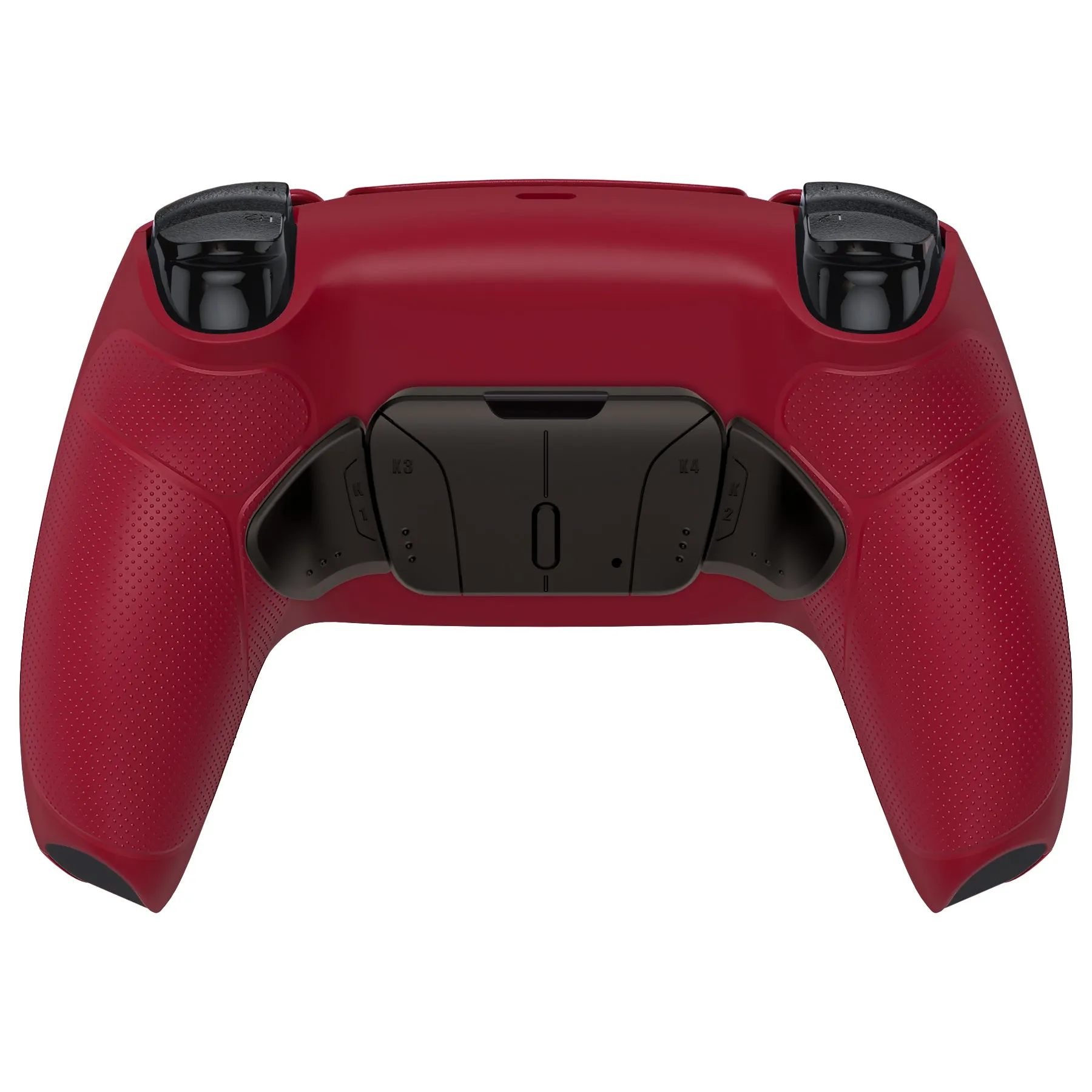 eXtremeRate Black Real Metal Buttons (RMB) Version RISE4 Remap Kit for PS5 Controller BDM-030/040/050 - Rubberized Volcanic Red - YPFJ7015G3