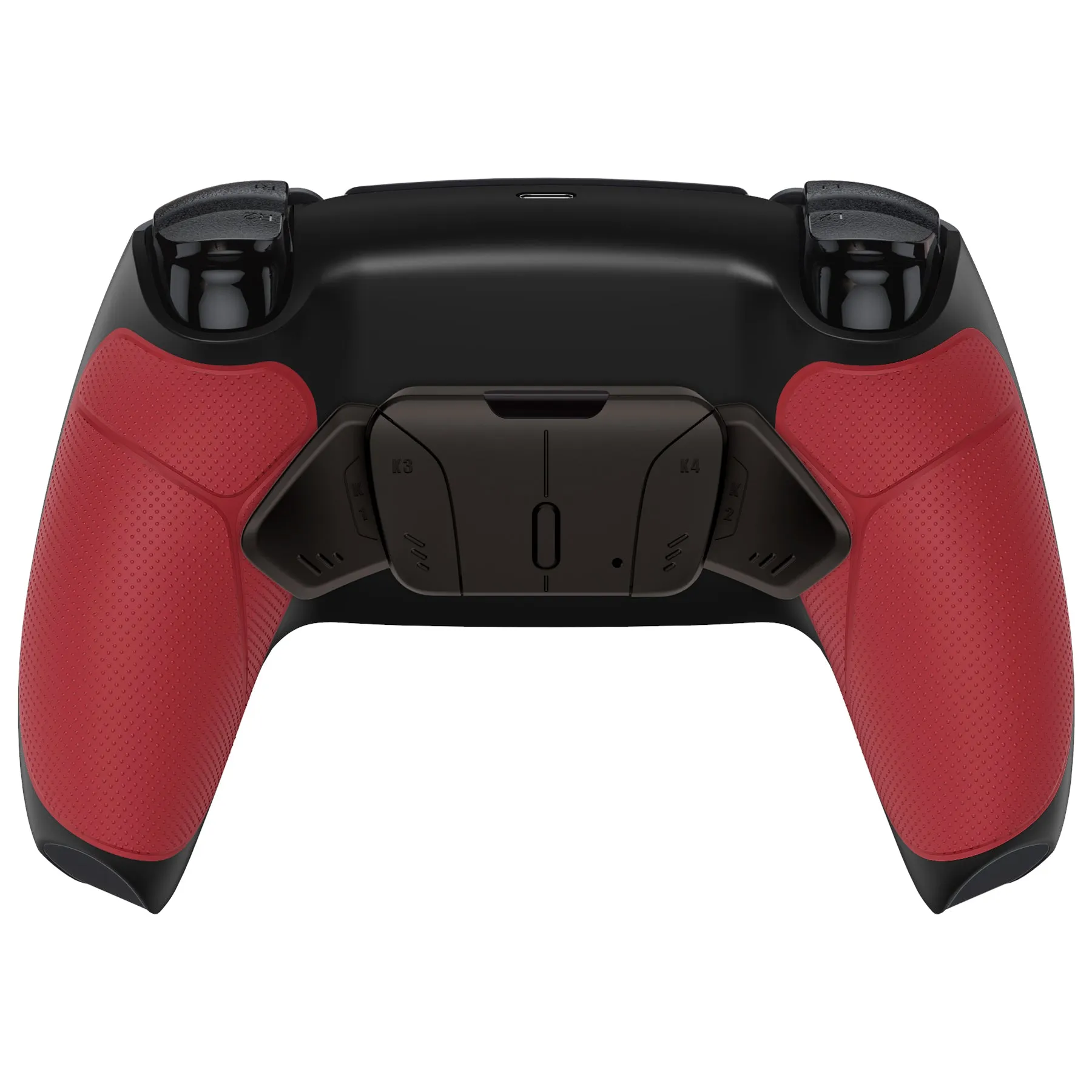 eXtremeRate Black Real Metal Buttons (RMB) Version RISE4 V3 Remap Kit for PS5 Controller BDM-030/040/050 - Rubberized Red - YPFJ7004G4