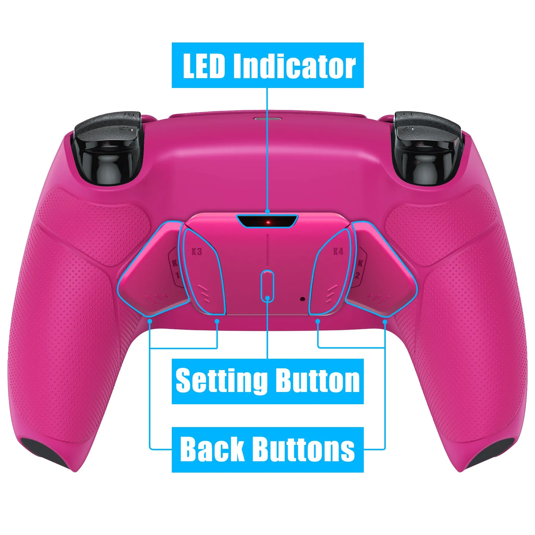 eXtremeRate Remappable RISE4 V3 Remap Kit for PS5 Controller BDM-030/040/050 - Rubberized Nova Pink - YPFU6009G4