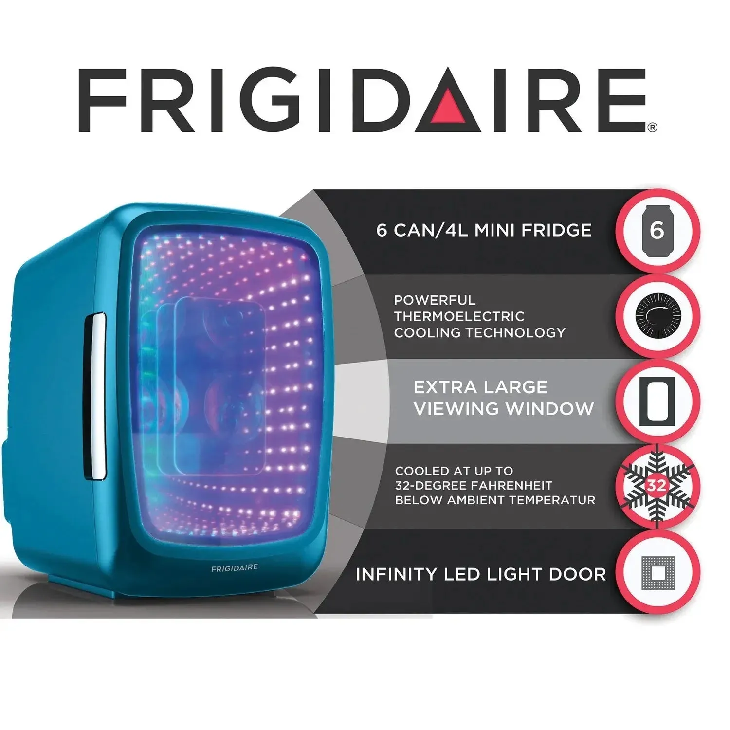 Frigidaire 6-Can Retro Gaming Light-Up Portable Beverage Mini Fridge, EFMIS179 (Blue)