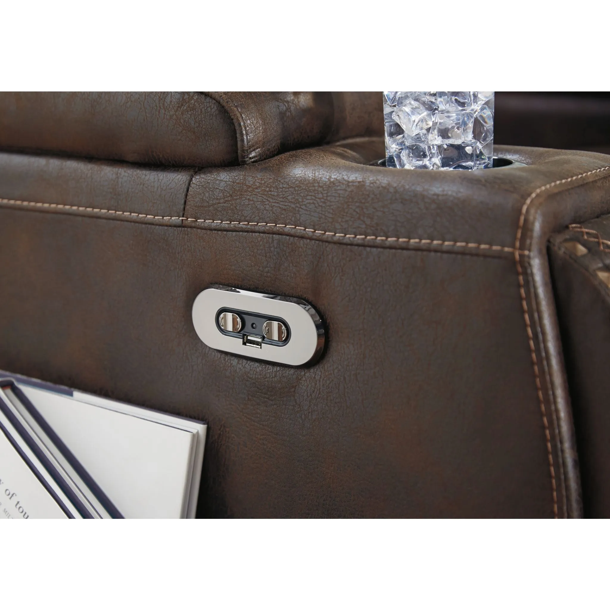 Game Zone Power Reclining Sofa With Power Headrest - Bark