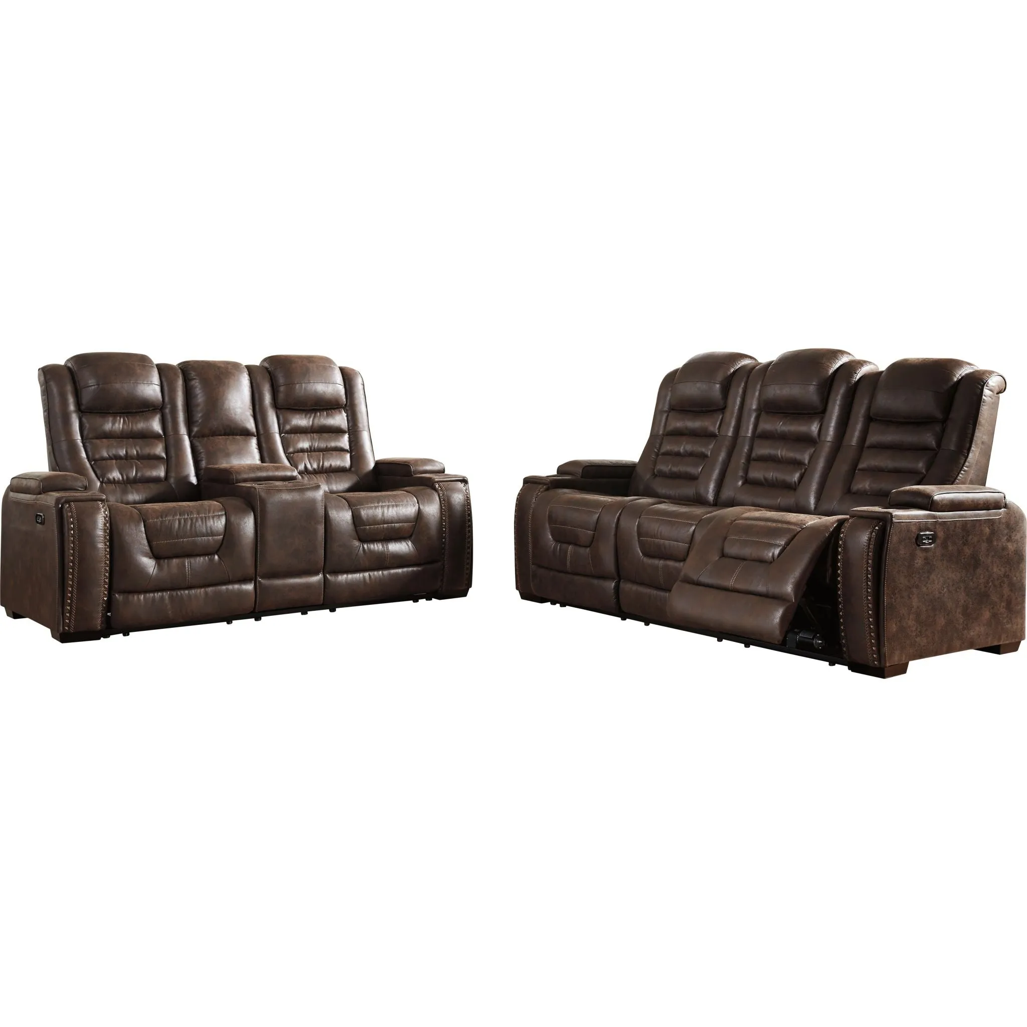 Game Zone Power Reclining Sofa With Power Headrest - Bark