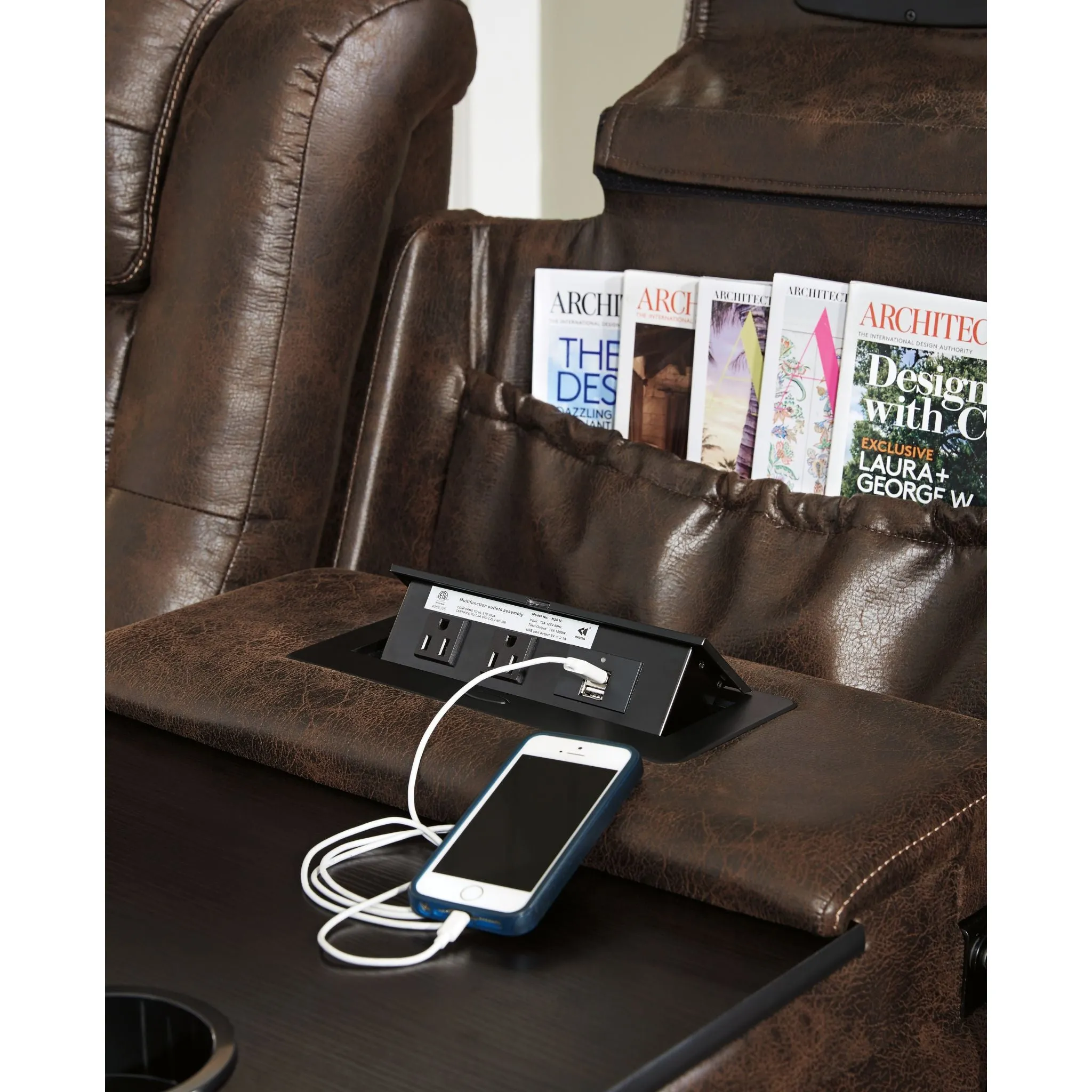 Game Zone Power Reclining Sofa With Power Headrest - Bark