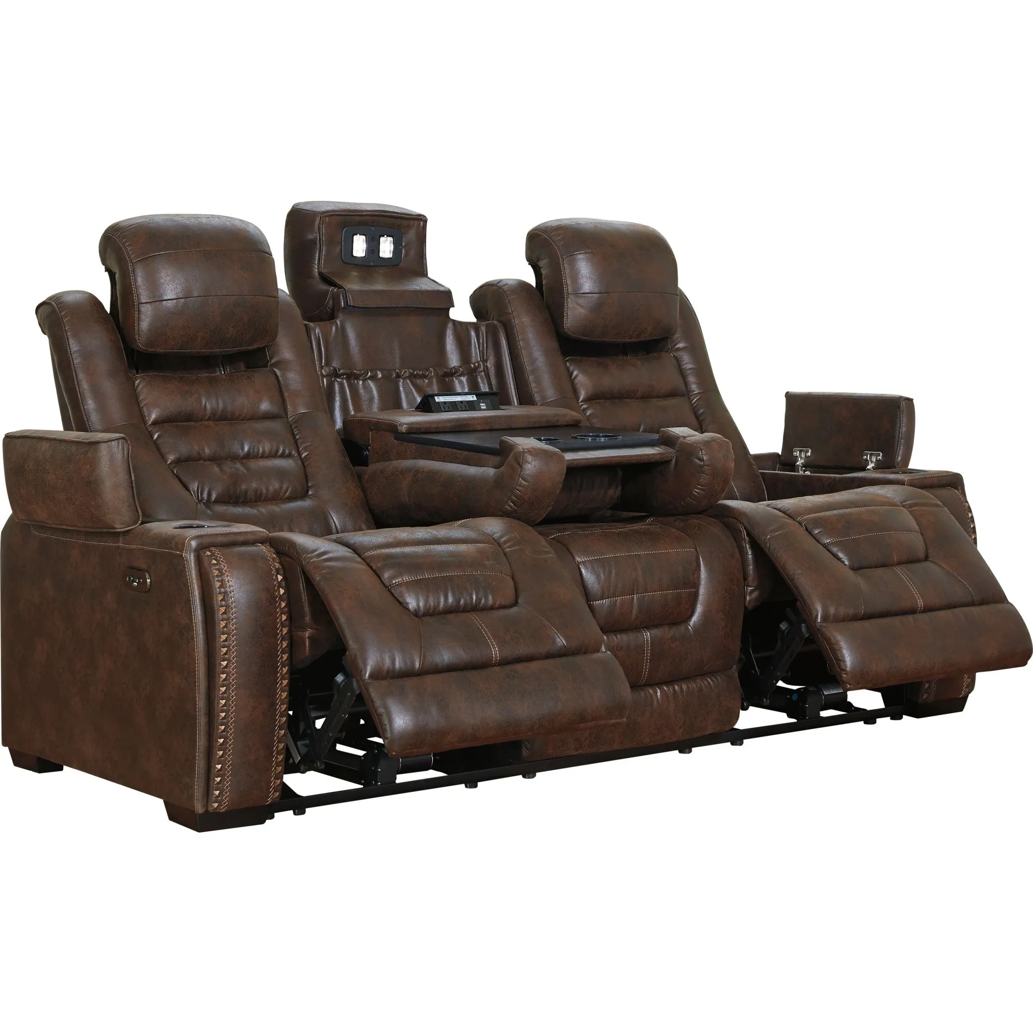 Game Zone Power Reclining Sofa With Power Headrest - Bark