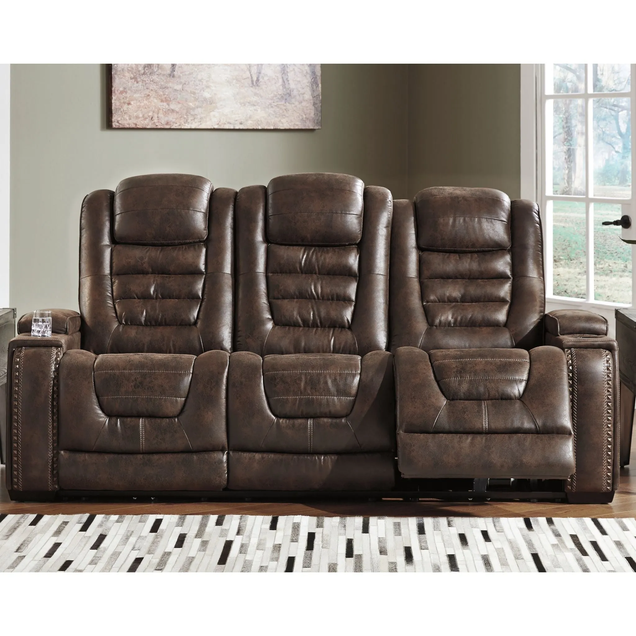 Game Zone Power Reclining Sofa With Power Headrest - Bark