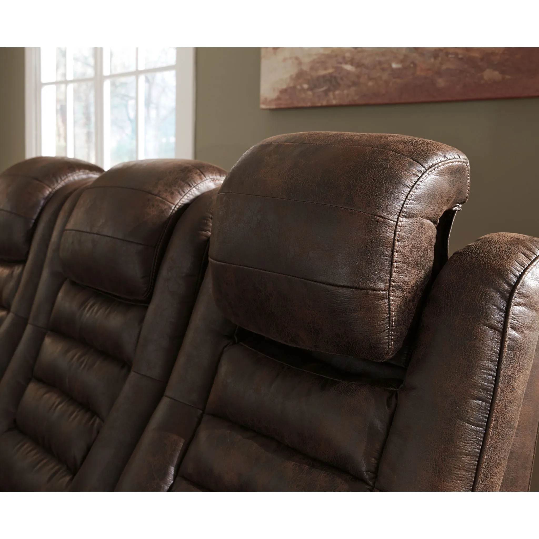 Game Zone Power Reclining Sofa With Power Headrest - Bark