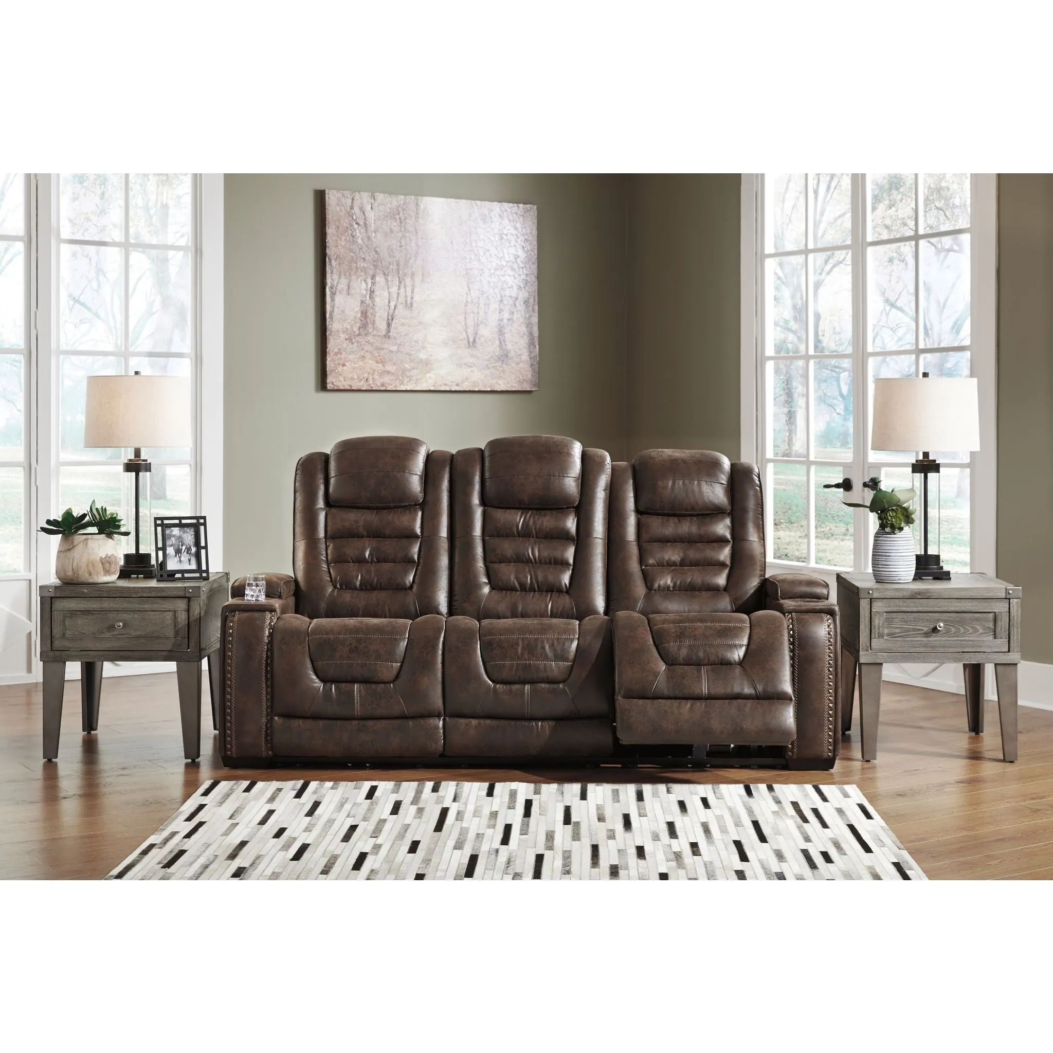 Game Zone Power Reclining Sofa With Power Headrest - Bark