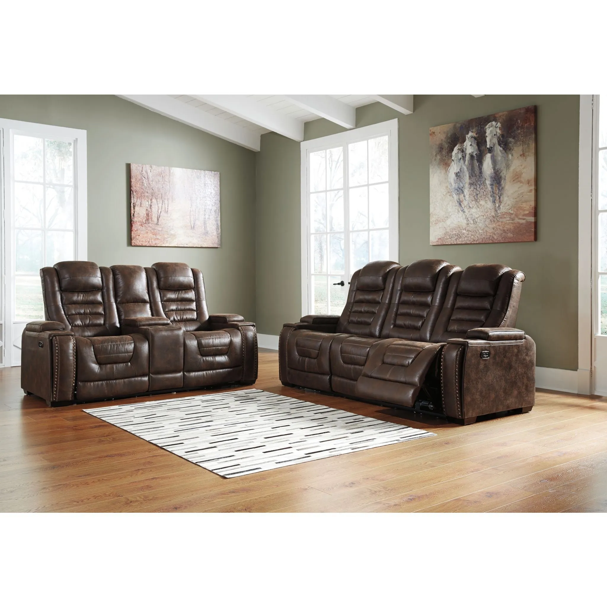 Game Zone Power Reclining Sofa With Power Headrest - Bark