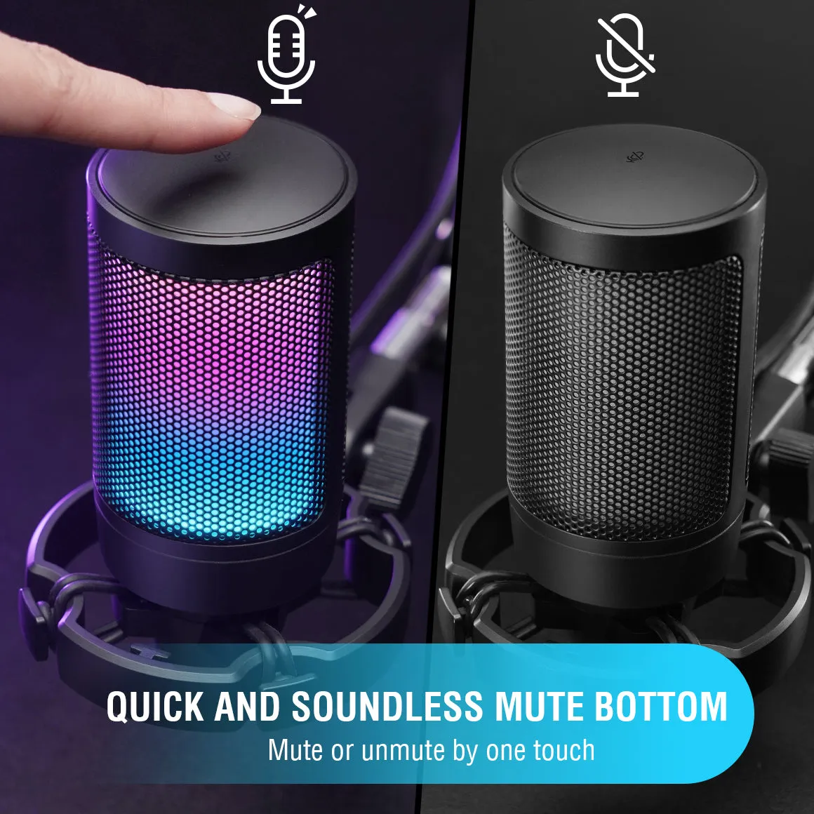 Gaming-Enhanced Condenser USB Microphone - Soft Pink Hue, RGB Lights