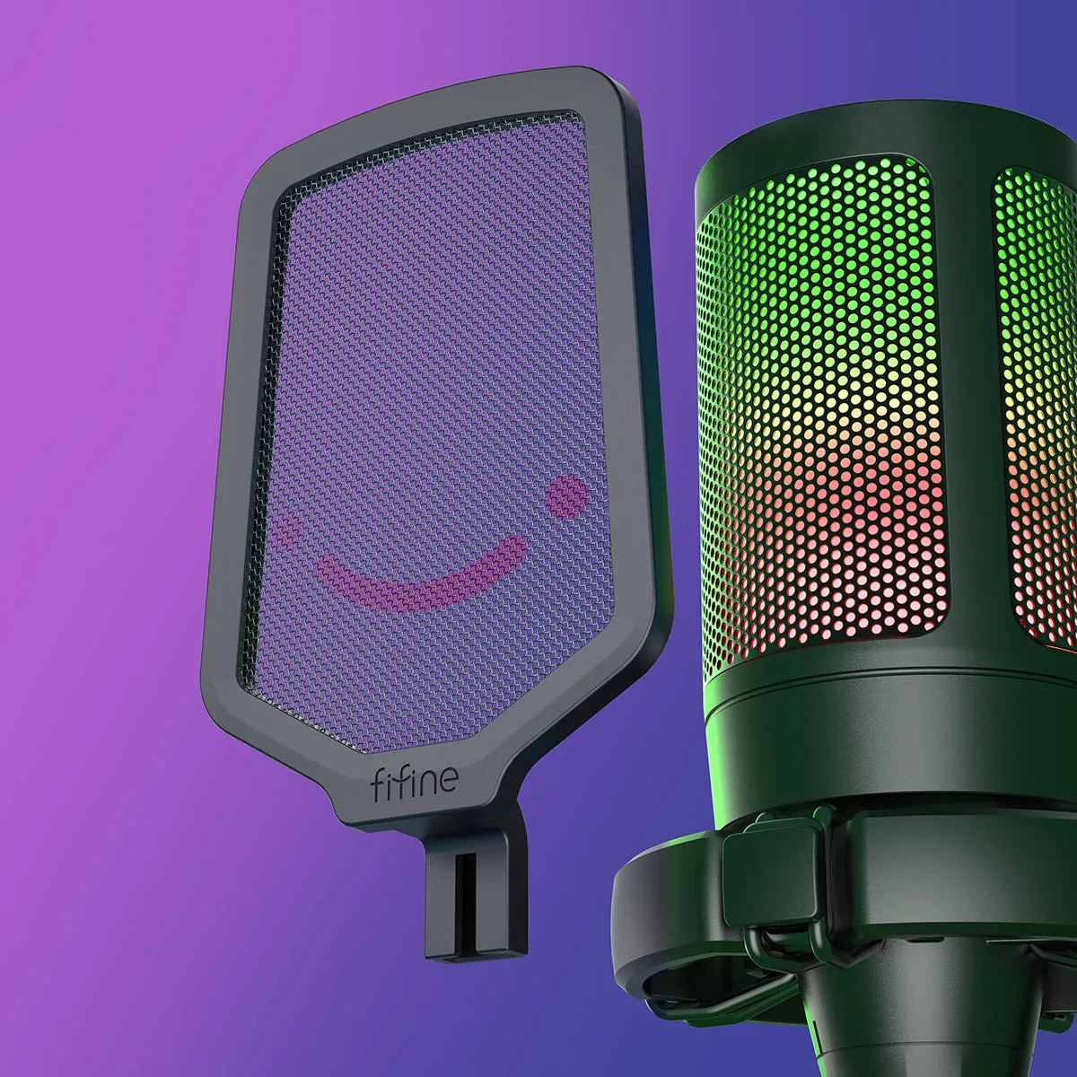 Gaming-Enhanced Condenser USB Microphone - Soft Pink Hue, RGB Lights