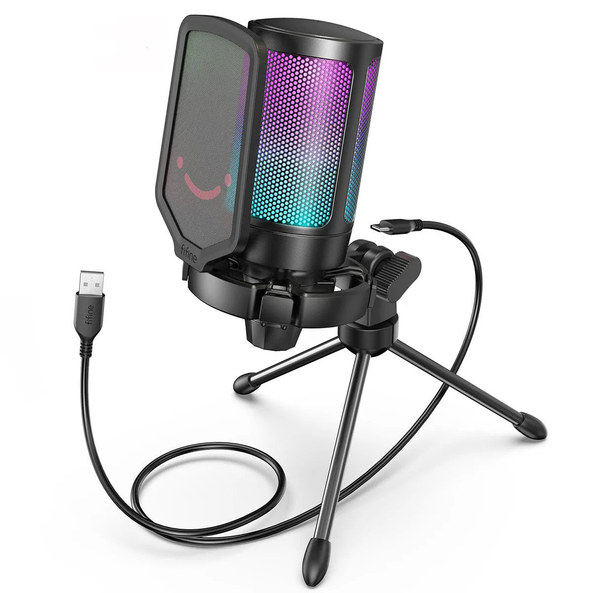 Gaming-Enhanced Condenser USB Microphone - Soft Pink Hue, RGB Lights