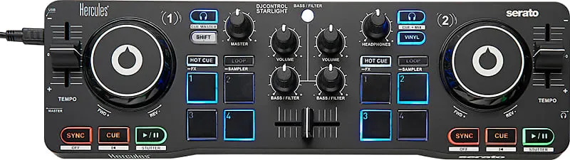 Hercules DJ Control Starlight Compact controller with built-in sound card for Serato