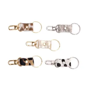 Key Chain In Leather, Hair on Hide