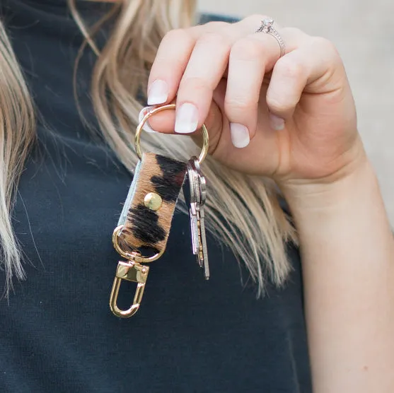 Key Chain In Leather, Hair on Hide