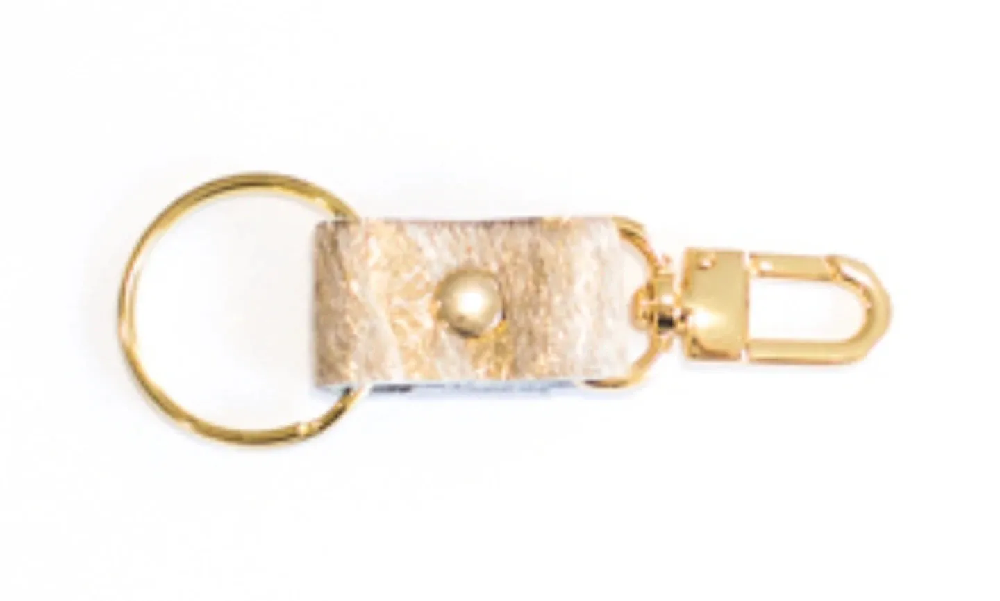 Key Chain In Leather, Hair on Hide
