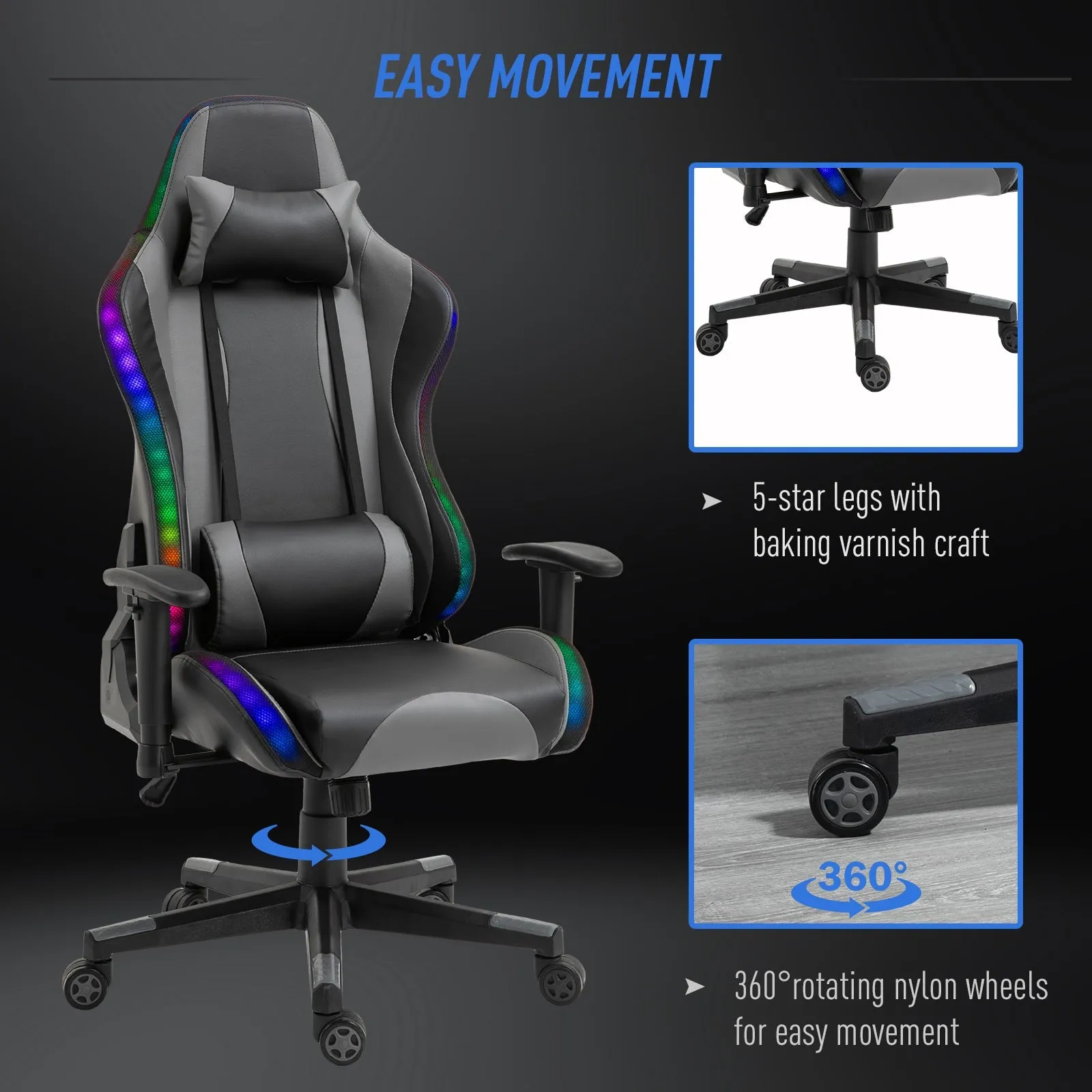 LED RGB Lights Gaming Chair