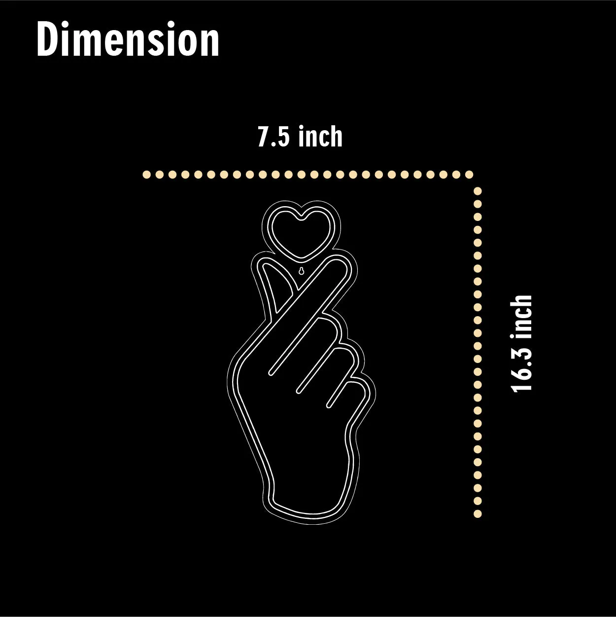 Love Hand Sign Neon Light Strip Wall Kids Girls Bedroom Office LED Art Indoor Home Decoration L X H 7.5 X 16.3 Inches