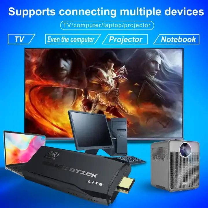 (M8 32G Built-in 10000 Games) 4K Wireless Retro HDMI Video Game Console with Dual Controllers - Supports Multiple Emulators